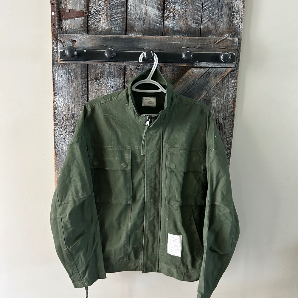 Women's Brandless Full Zipper Army Green Jacket w/Faded Look